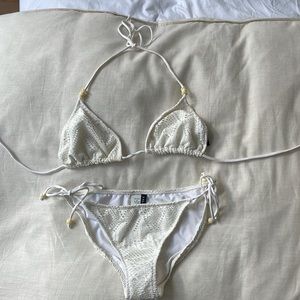 Ralph Lauren Ivory Lace Beaded Bikini size M